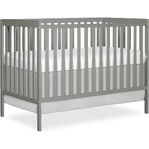 Dream On Me Synergy 5-In-1 Convertible Crib In Cool Grey, JPMA & Greenguard Gold Certified, Constructed out of solid reclaimed New Zealand Pine wood, Features 3 mattress height settings