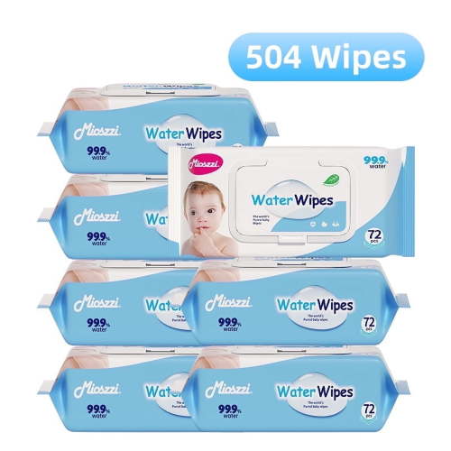 Mioszzi Baby Wipes, Hypoallergenic, Fragrance-Free & Alcohol-Free, Biodegradable, 504 Count (7 Packs)