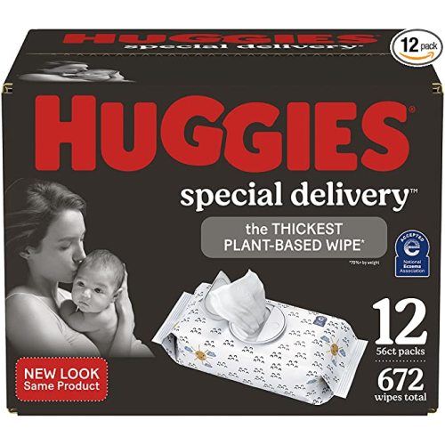 Huggies Baby Wipes, Unscented, 672 Wipes (Total), 56 Count (Pack of 12) - Packaging May Vary - 12 Flip-Top Packs