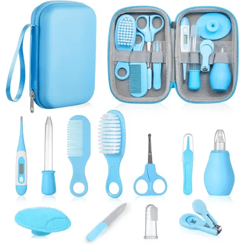 Baby Grooming and Health Kit, Lictin Nursery Care Kit, Newborn Safety Health Care Set with Hair Brush,Comb,Nail Clippers and More for Newborn Infant Toddlers Baby Boys,Baby Blue