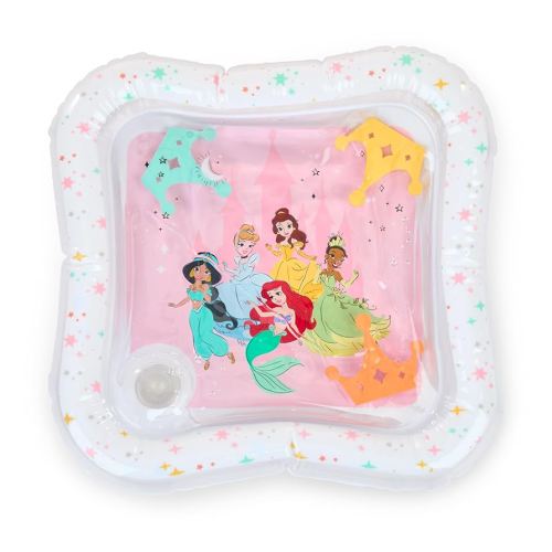 Bright Starts Disney Princess Royal Splash Water Mat, Tummy Time Mat with Ariel, Belle, Cinderella & More, Floating Toys, Newborn Baby Play Mat