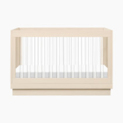 babyletto Harlow Acrylic 3-in-1 Convertible Crib with Toddler Bed Conversion Kit - Washed Natural/Acrylic