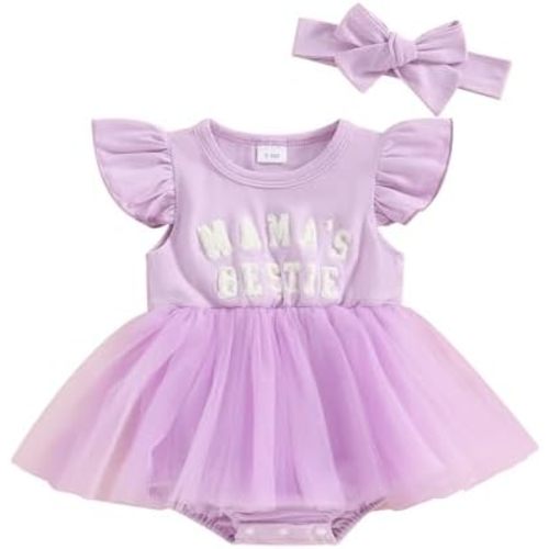 Daddys Girl Newborn Baby Girls Romper Dress Ruffle Sleeve Letter Printed Lace Tutu Skirted Cute Summer Clothes