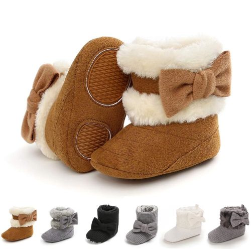 E-FAK Baby Boy Girl Boots Newborn Shoes Winter Snow Bowknot Anti-Slip Soft Sole Warm Infant Toddler Prewalker Booties