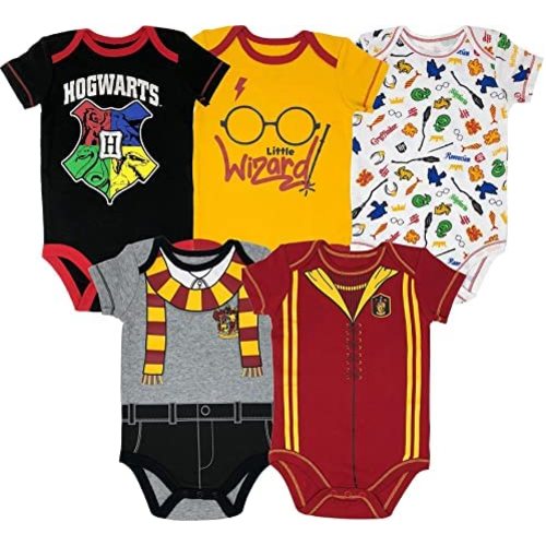 Warner Bros. Harry Potter Baby Boys' 5-Pack Bodysuits Hogwarts Gryffindor
