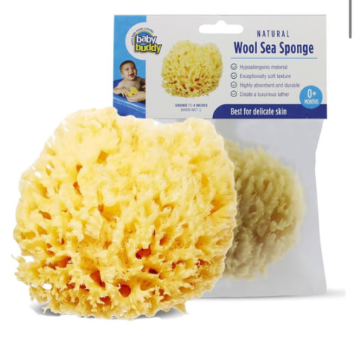 Baby Buddy Natural Wool Sea Sponge, Newborn Bath Time Essential, Ultra Soft for Delicate Skin, Hypoallergenic and Biodegradable, 1 Pack