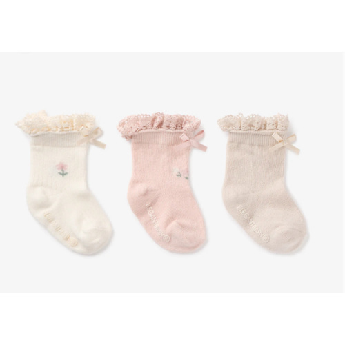Floral Ankle Non Slip Baby Socks 3 pack – Elegant Baby