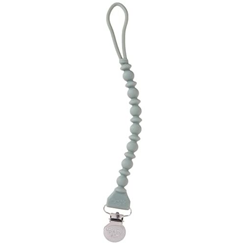 Itzy Ritzy Silicone Pacifier Clip; 100% Silicone Pacifier Strap with Clip Keeps Pacifiers, Teethers & Small Toys in Place; Features One-Piece Beaded Design & Silicone Cord, Succulent with Silver Clip