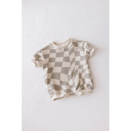Wavy Checker | Short Sleeve Romper