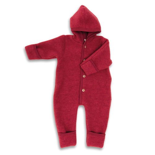 Engel Baby 100% Merino Wool Fleece Hooded Suit with Wooden Buttons - Jasper Melange | The Cheshire Horse