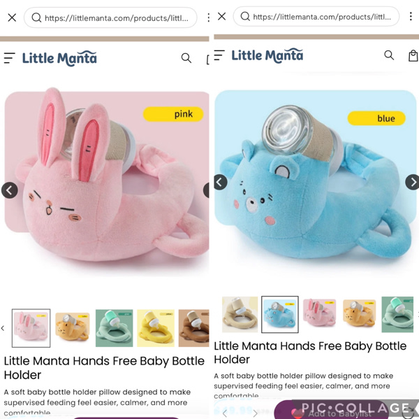 Hands Free Baby Bottle Holder, TWO PACK. Pink and blue !