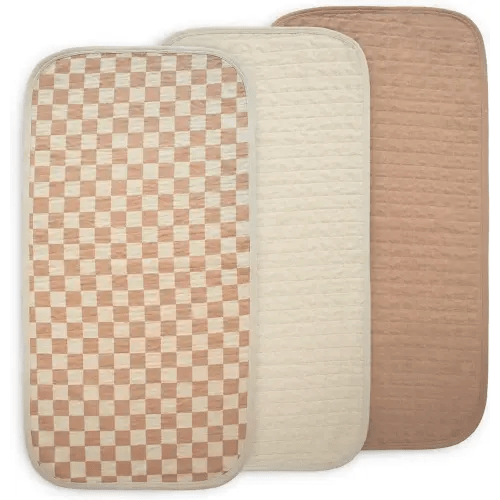 mushie Waterproof Changing Pad Liners | 100% Organic Cotton | Set of 3 (Check Combo)
