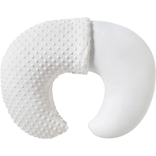 Nursing Pillow and Positioner, Breastfeeding, Bottle Feeding, Baby Sitting Support with Removable Ultra Soft Cover, Tummy Time Support for Baby Boys and Girls (White) - 22" x 17.7" x 5.9"