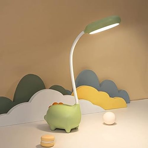 WLHONG Dinosaur Desk Lamp, Cute Kids Desk Lamps with Touch Control for Reading, No Flicker, 3 Color Modes, Nursery Night Lights, Kawaii Desk Accessories, Kawaii Room Decor for Boys Girls Gifts