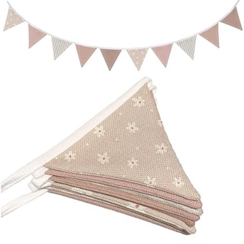 Girls Room Decor, Pink Wildflower Pennant Banner Flags 11Ft, Nursery Baby Girls Boys Banner Toddler Room Decor for Kids Bed Baby Shower Birthday Party, Nursery Garland Double-Side Triangle Bunting Flag