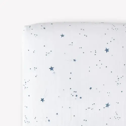 Little Unicorn Premium Crib Sheet | Breathable & Super-Soft Muslin Fabric (Shooting Stars)