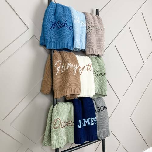 Knit Blanket, Baby gift, Newborn gift, Personalized Name, Stroller Blanket, Newborn Baby Gift, Soft Cotton Baby Blanket, baby shower Gift