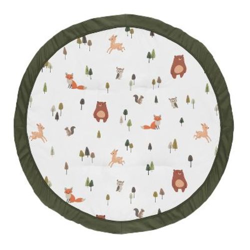 Sweet Jojo Designs Boy, Girl, Unisex/Gender Neutral Baby Tummy Time Playmat Woodland Animal Pals Green, Beige, Brown & Orange