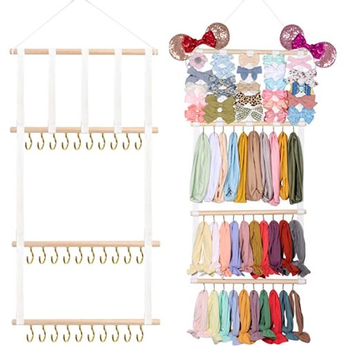 POVETIRE Baby Headbands Holder, Hair Bows Organizer for Baby Girls Hair Accessories Storage Hanging Display Stand for Wall Room Nursery Decor
