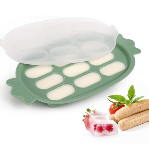 Haakaa Silicone Nibble Freezer Tray -Breastmilk Teething Popsicle Mold - Baby Fruit Food Feeder Teether Tray - Baby Food Maker - Ice Cube Tray - 4 Months+ Babies - BPA Free - Green