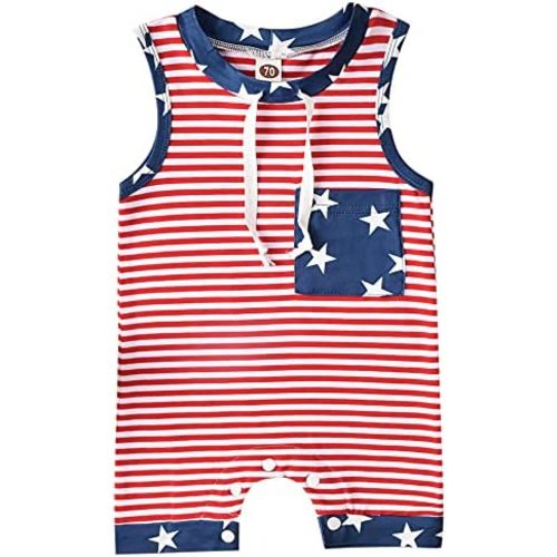 Aalizzwell Baby Boy Romper Newborn Infant Sleeveless Short Romper One Piece Active Summer Clothes