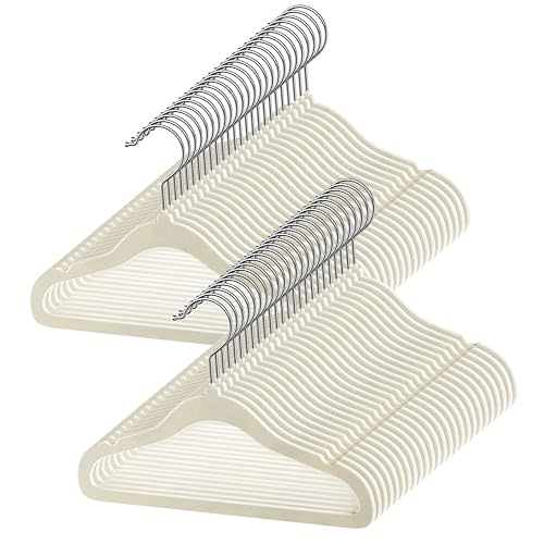 GoodtoU Velvet Kids Hangers 50 Pack, Baby Hangers for Closet Childrens Hanger Non Slip Velvet Clothes Hanger for Baby and Kids (Ivory 50Pack)