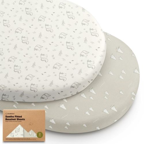 Keababies Organic Bassinet Sheet For Baby Girls, Boys, 2-pack Soothe Bassinet Fitted Sheets, Bedside Bassinet Mattress Sheet (pine Grove)