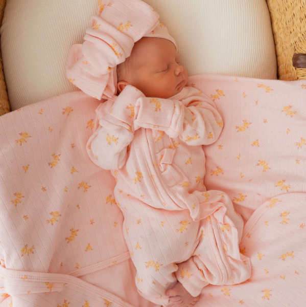 Essential Swaddle Set | Tiny Yellow Floral Pointelle