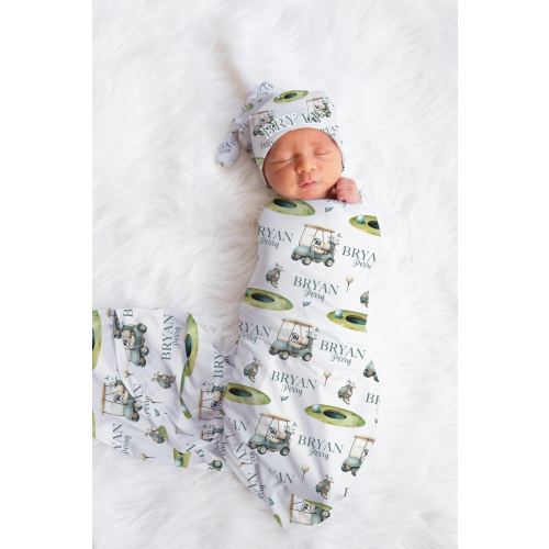 Golf Swaddle Set, Golf Baby Blanket, Personalized Golf Baby Blanket, Golf Nursery Theme, Newborn Blanket, Golfer Baby Blanket B87