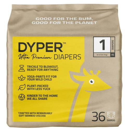 DYPER Ultra Premium Diapers, Remarkably Soft, Size 1, 36 Count