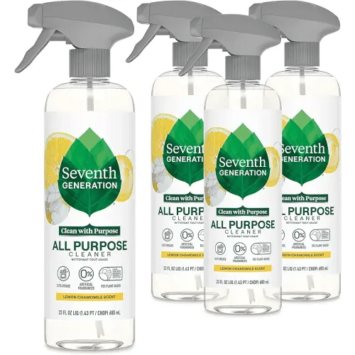 Seventh Generation All Purpose Cleaning Spray Surface Cleaner Lemon Chamomile scent Cuts Grease 23 oz, Pack of 4