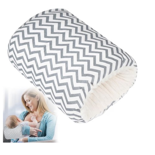 Baby Feeding Arm Pillow,Soft Cotton Bottle Nursing Arm Pillows for Newborn,Breastfeeding Pillows for More Support for Mom and Baby,Portable and Washable,Ergonomic Nursing Essentials(Grey Stripes)