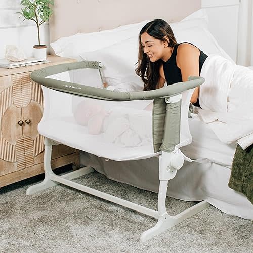 Baby Delight Beside Me Dreamer Bassinet | Bedside Sleeper & Baby Bassinet | 6-Position Height Adjustment | 100% GOTS Certified Organic Cotton Fabric | Organic Sage
