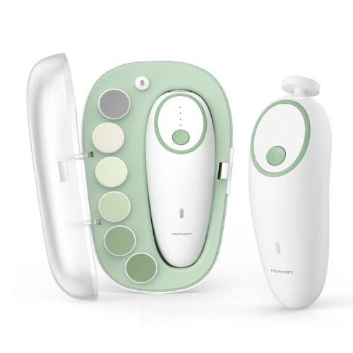 Momcozy Baby Nail File Electric, Gentle Baby Nail Trimmer Electric Rechargeable, Baby Nail Clipper Electric, 7 Grinding Head Replacement Pads