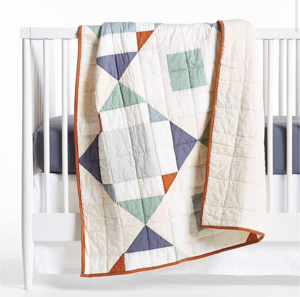 Heritage Blue 100% Organic Cotton Baby Crib Quilt