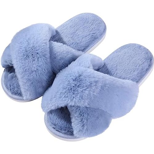 Evshine Memory Foam Fuzzy House Slippers for Women