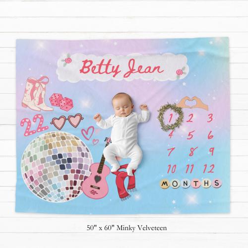 Friendship Bracelet Milestone Blanket, Minky Velveteen Plush Blanket, Baby Grwth Blanket, Track Growth and Age, New Mom Baby Shower