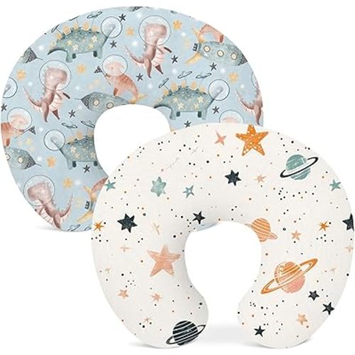 Nursing Pillow Covers 2 Pack, Breastfeeding Pillow Slipcovers Soft and Stretchy, Nursing Covers for Baby Girls Boys Newborn