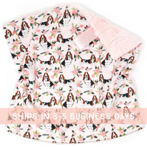 Lovey: Pink Floral Basset Hounds. Basset Hound Lovey. Basset Hound Lovie. Basset Hound Gift. Hound Lovey. Baby Gift. Baby Lovey. Floral. PYO