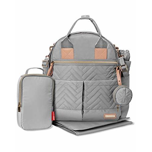 Skip Hop Diaper Bag Backpack: Suite 6-in-1 Diaper Backpack Set, Multi-Function Baby Travel Bag with Changing Pad, Stroller Straps, Bottle Bag and Pacifier Pocket, Dove Grey