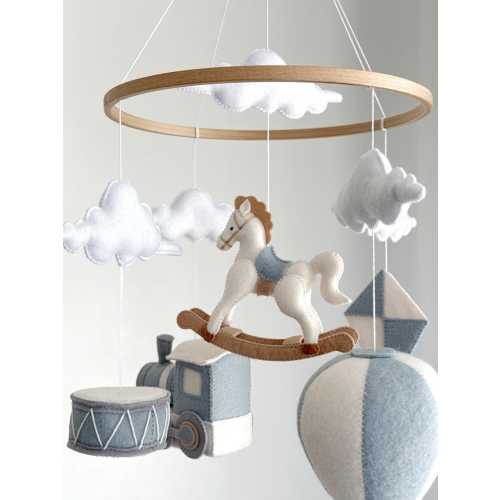 Rocking Horse Mobile, Vintage Nursery Decor, Baby Shower Gift