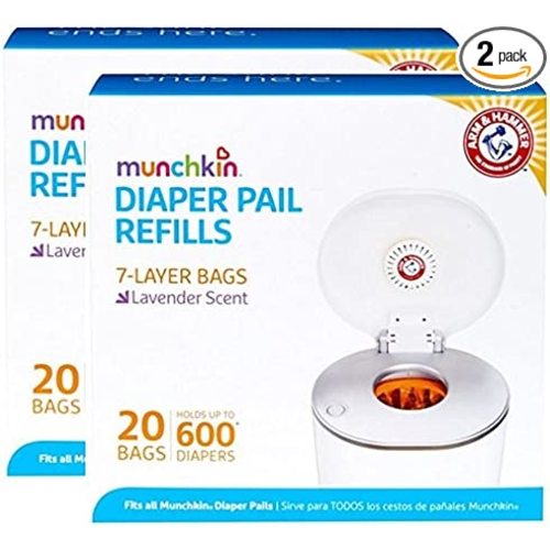 Munchkin Arm & Hammer Diaper Pail Refill Bags, 2 x 20 Bags