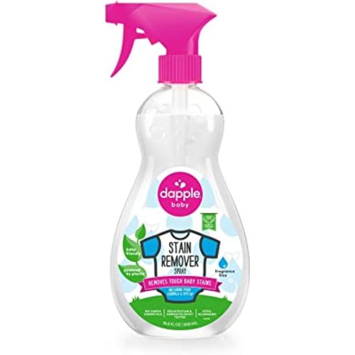 Stain Remover Spray by Dapple Baby, Fragrance Free, 16.9 Fl Oz Spray Bottle - Plant-Based & Hypoallergenic - Baby Laundry Stain Remover for Clothes & Cloth Diapers