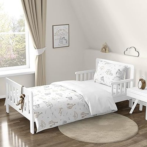 Sweet Jojo Designs Jungle Safari Animals Boy Girl Toddler Kid Bedding Set Childrens Comforter Sham Sheets Brown Taupe Black and White Gender Neutral Elephant Giraffe Wildlife Adventure Zebra Serengeti