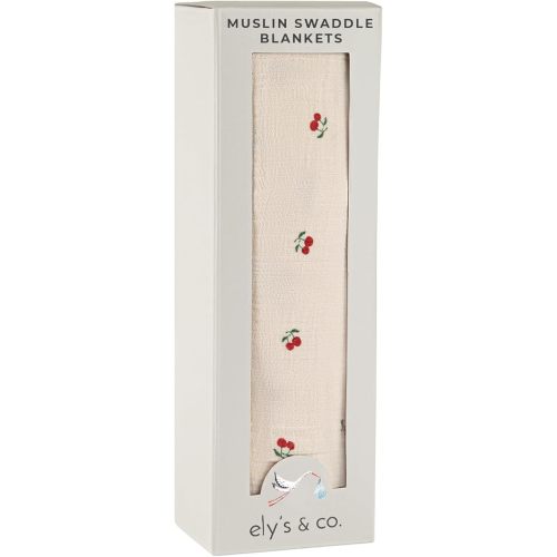 Ely's & Co. Muslin Swaddle Blanket 1-Pack for Baby Girl, 100% Cotton Muslin Extra Large Swaddle Receiving Blanket, 47”x47” (Red Cherry)