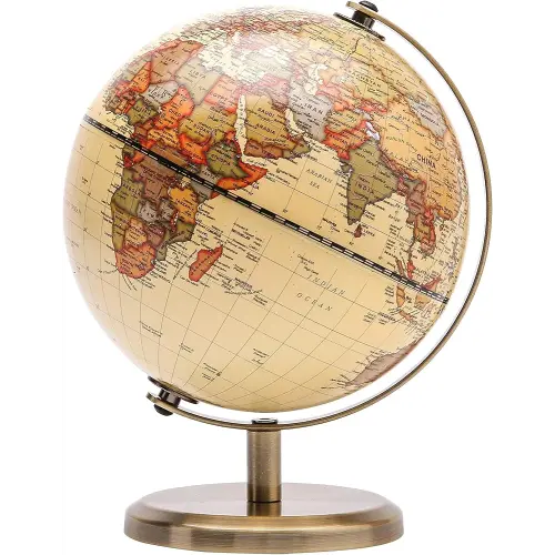 Annova Antique Globe Dia 5.5-inch / 14CM - Educational/Geographic/Modern Desktop Decoration - Stainless Steel Arc and Base - for School, Home, and Office (Antique 5.5“) (Brown-1)