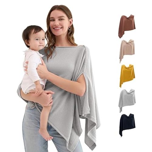 Momcozy Nursing Cover for Breastfeeding, Soft Privacy Poncho, Multi-Use Nursing Shawl, Portable Breast Feeding Covers for Women, Includes Laundry Bag (Rose Taupe)