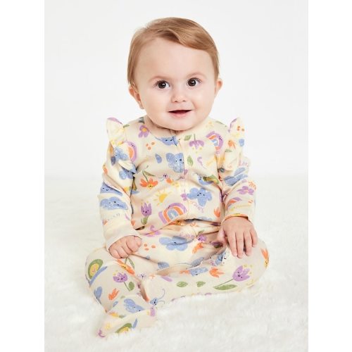 2-Way-Zip Sleep & Play Ruffle-Trim Footed One-Piece for Baby | Old Navy
