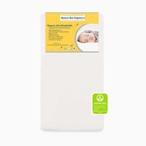 Nature Bee Organic's Ultra Breathable 2-Stage Crib & Toddler Mattress - Organic White, Crib Mattress