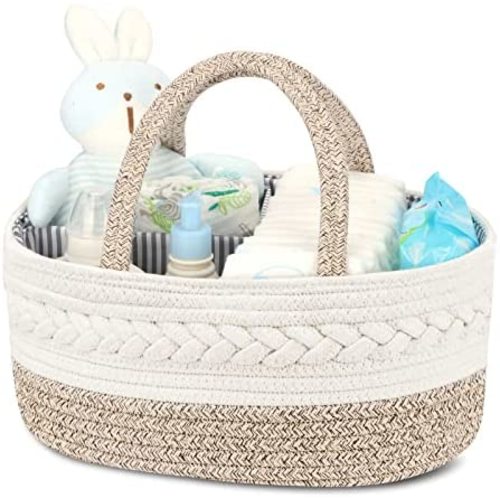Diaper Caddy Organizer for Baby, Cotton Rope Diaper Basket Caddy, Changing Table Diaper Storage Caddy, Maliton Baby Baskets for Storage, Baby Shower Gifts for Newborn